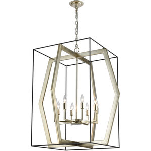 Mixed Geometries 8 Light 32 inch Silver Leaf with Oil Rubbed Bronze Chandelier Ceiling Light