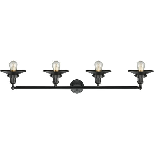 Franklin Restoration Railroad 4 Light 44 inch Matte Black Bath Vanity Light Wall Light, Franklin Restoration