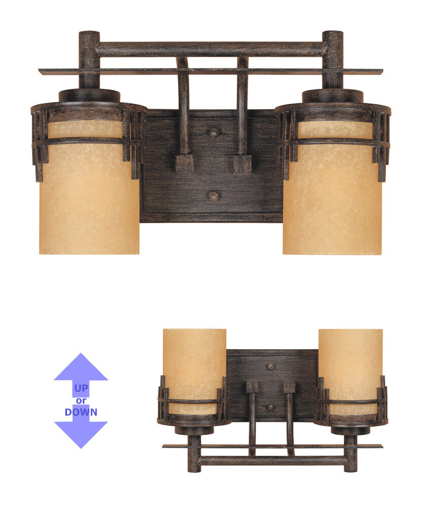 Mission Ridge 2 Light 15 inch Warm Mahogany Bath Bar Wall Light