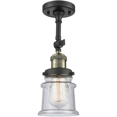 Franklin Restoration Small Canton LED 6.5 inch Black Antique Brass Sconce Wall Light in Seedy Glass, Franklin Restoration