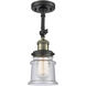 Franklin Restoration Small Canton LED 6.5 inch Black Antique Brass Sconce Wall Light in Seedy Glass, Franklin Restoration