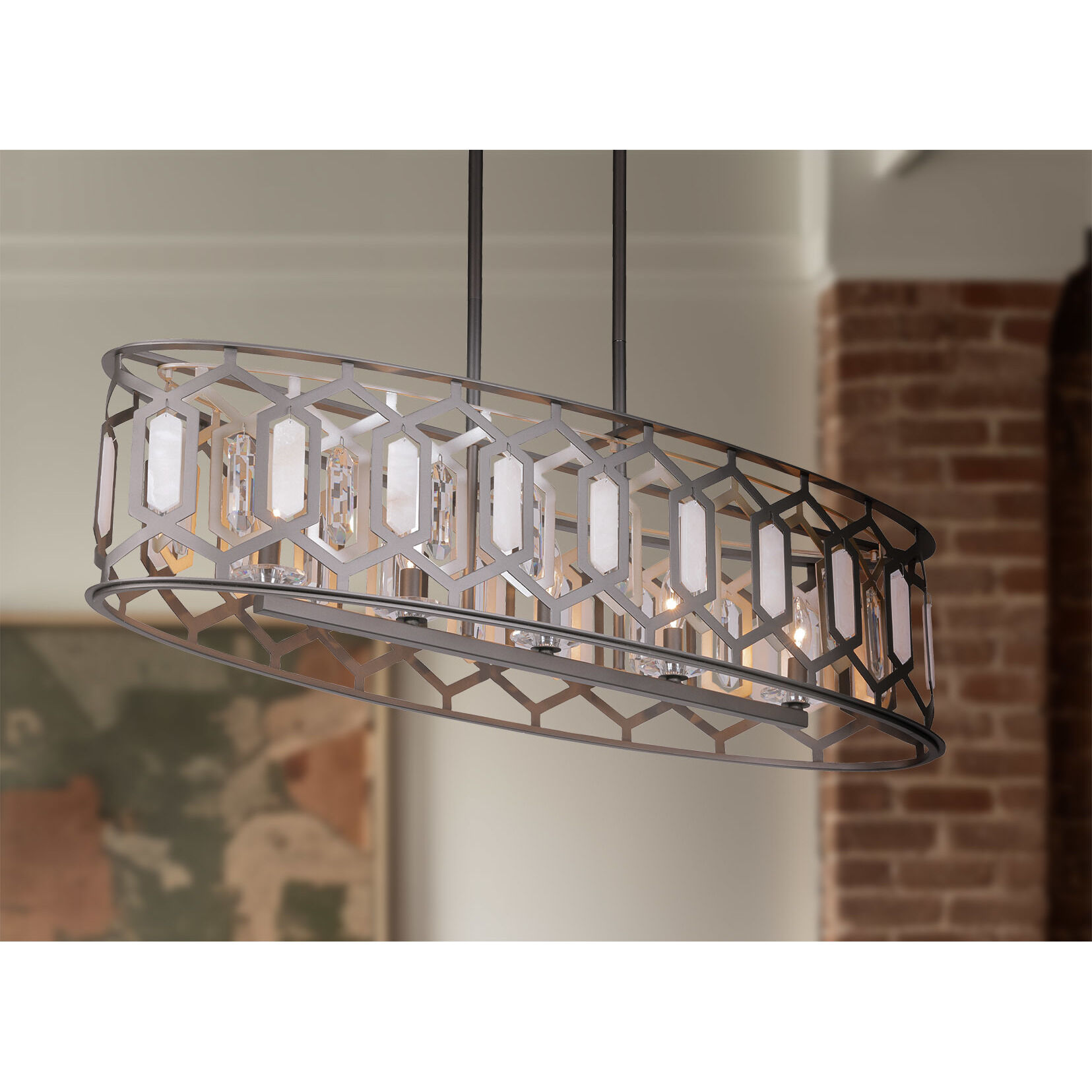 Hexly 5 Light 44 inch Bronze and Sultry Silver Island Light Ceiling Light