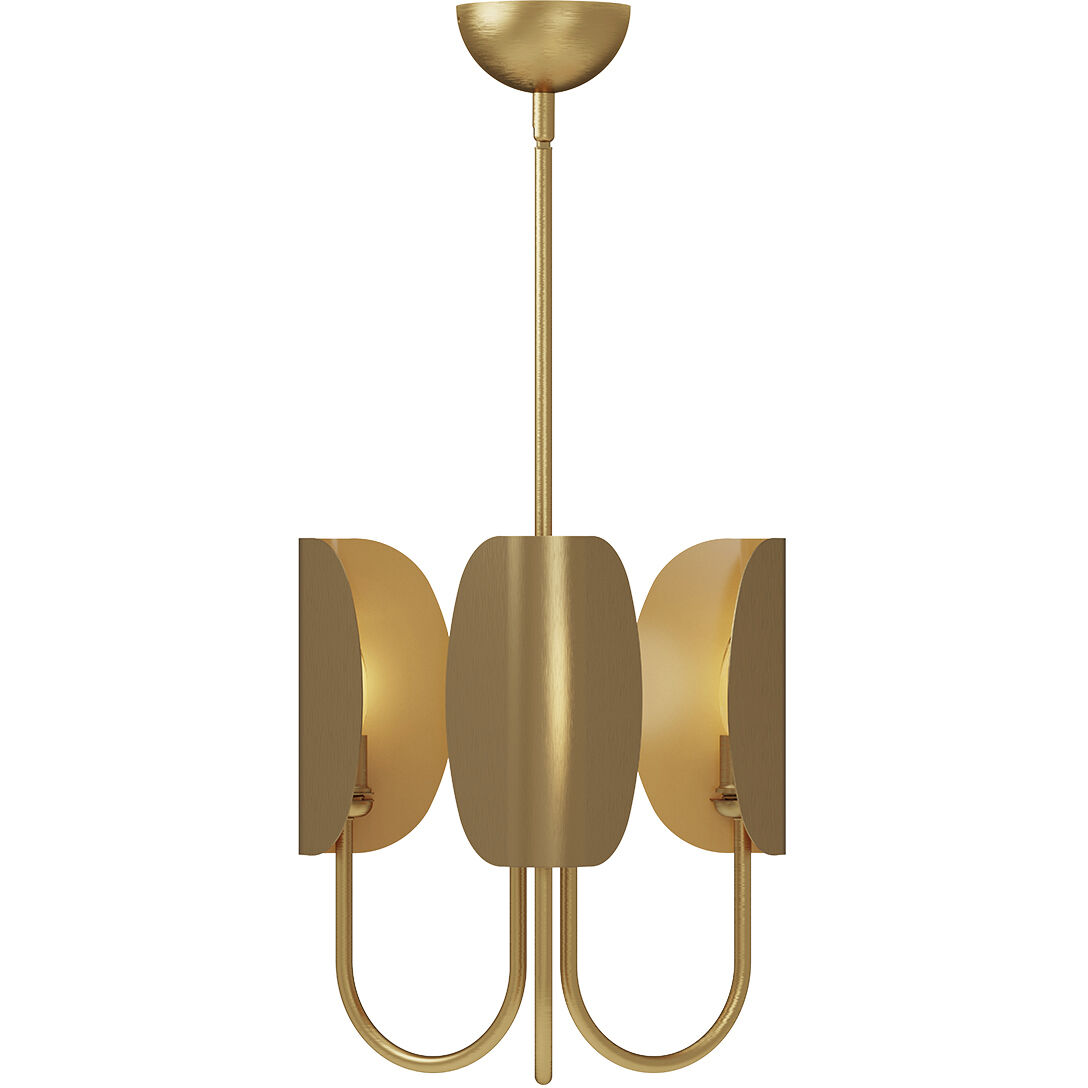 Alora Mood Seno 3 Light 15 inch Aged Gold Chandelier Ceiling Light in Steel Shade
