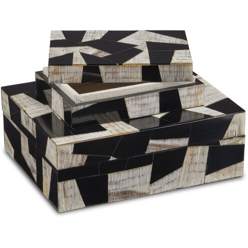 Bindu 10 inch Natural and Black with Linen Boxes, Set of 2