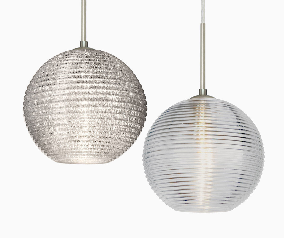 Kristall LED Satin Nickel Pendant Ceiling Light in Glitter Glass