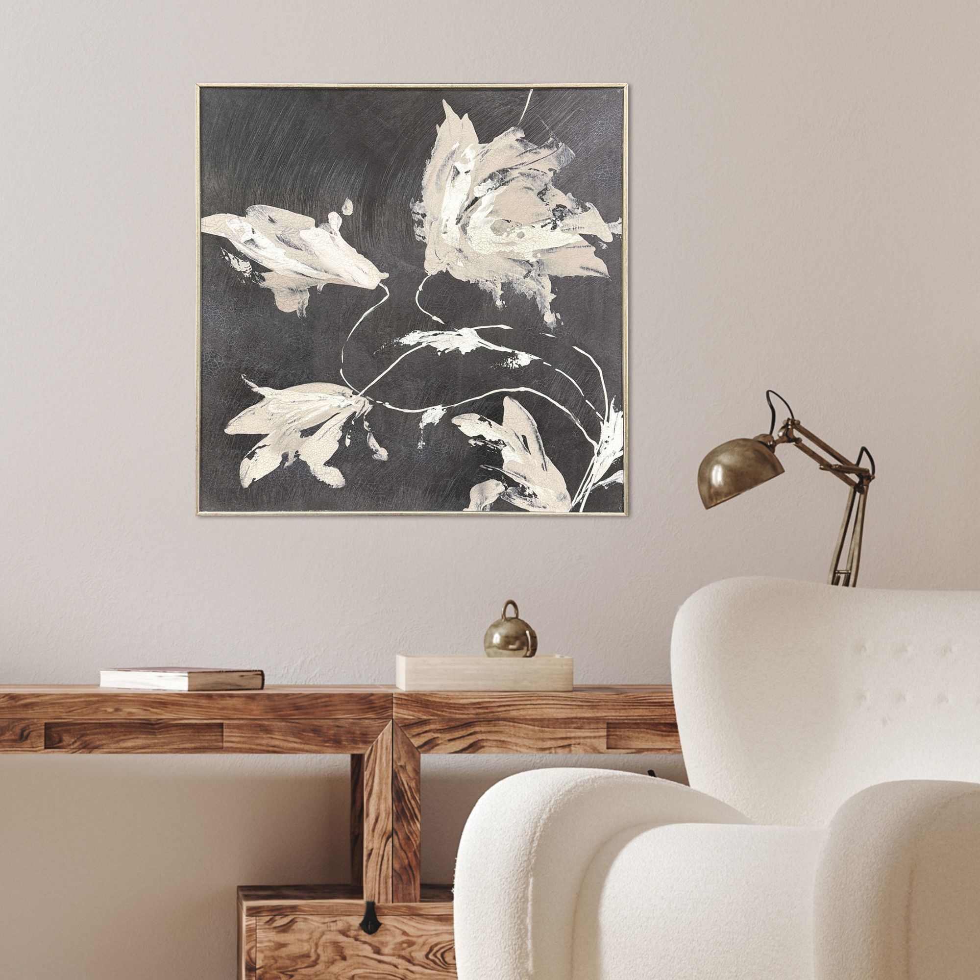 Neutral Flora 25 X 25 inch Non-Glass Framed Art, Propac