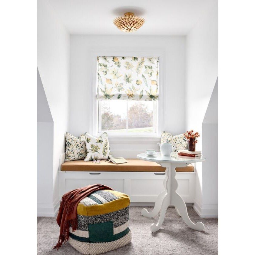 Broche 4 Light 16 inch Antique Gold Semi Flush Ceiling Light