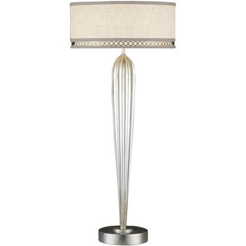 Allegretto 33 inch 60.00 watt Silver Table Lamp Portable Light in White Textured Linen