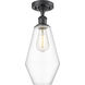 Ballston Cindyrella LED 7 inch Matte Black Semi-Flush Mount Ceiling Light in Clear Glass