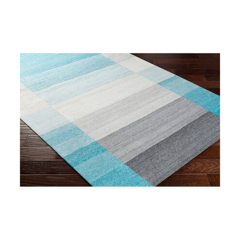 Josef 120 X 96 inch Blue and Blue Area Rug, Viscose and Wool