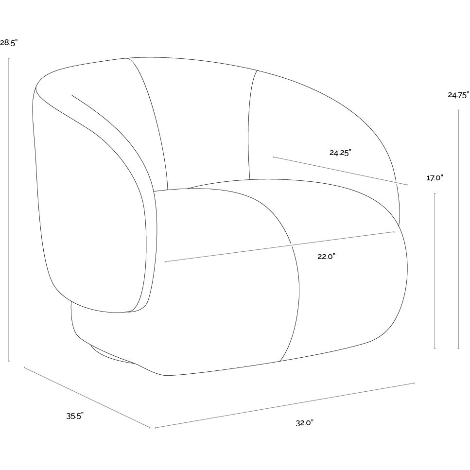 Camie Torched Meringue / Cognac Leather Swivel Lounge Chair