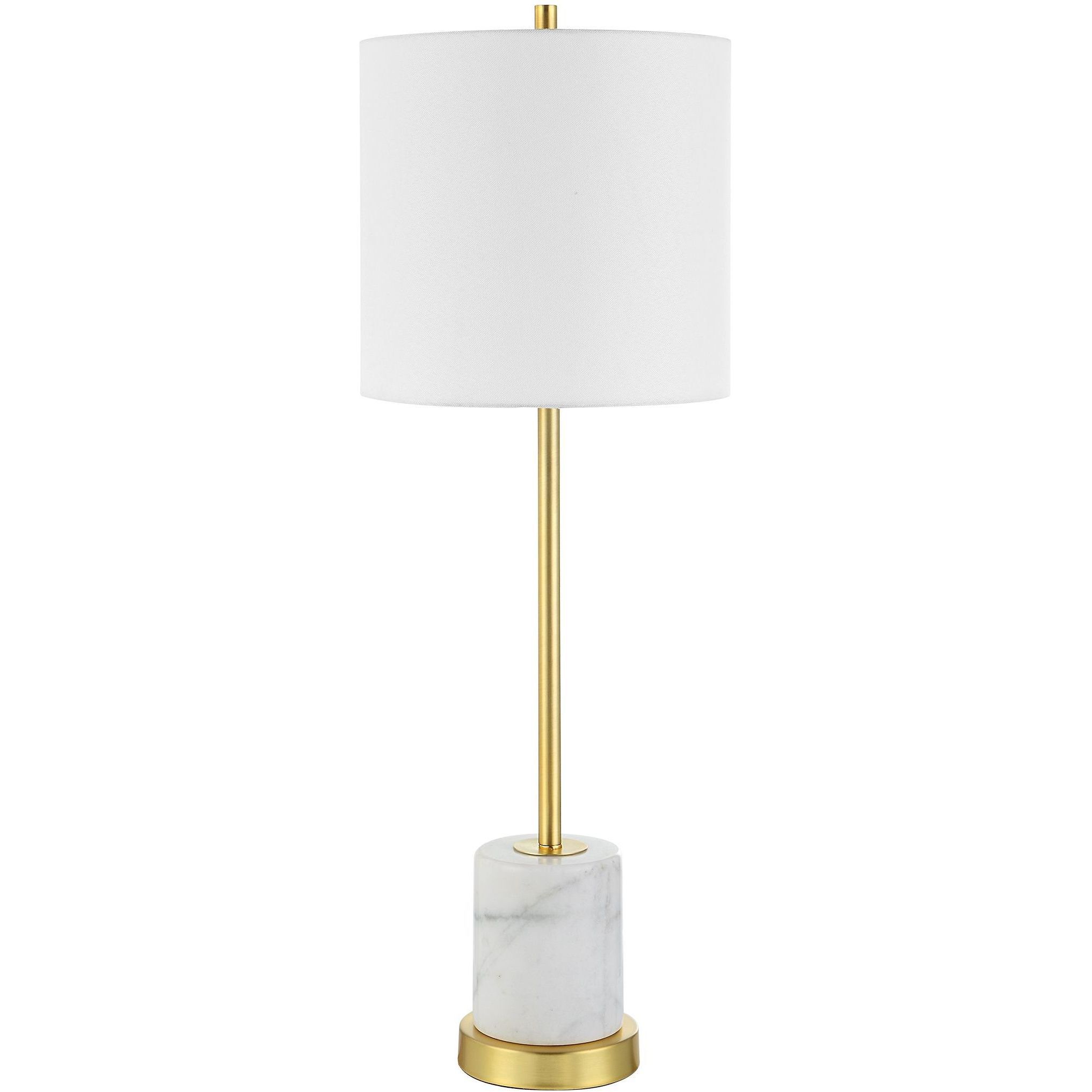 Turret 30 inch 150.00 watt Brushed Gold and White Marble Buffet Lamp Portable Light