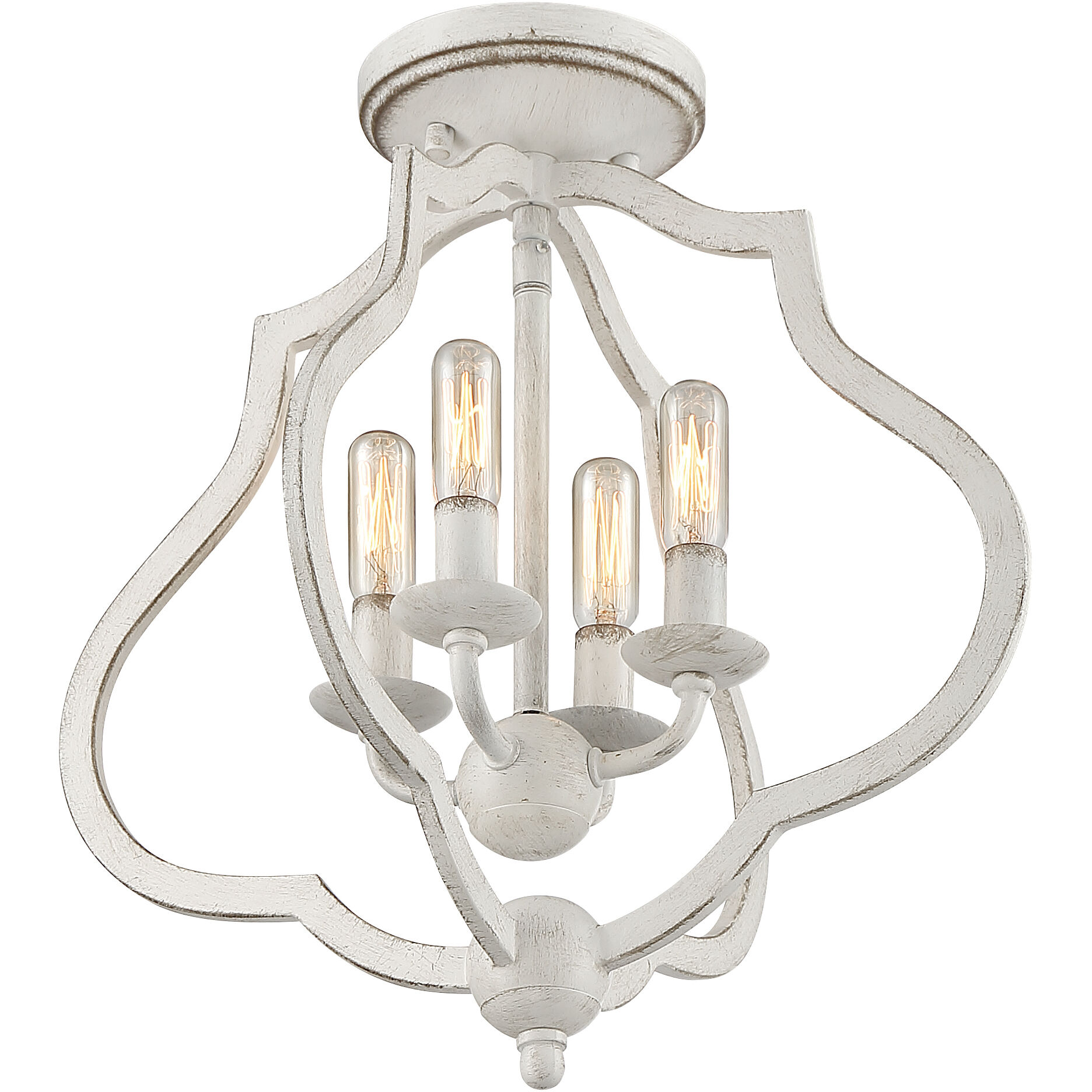 O'Keefe 4 Light 15 inch Antique White Semi-Flush Mount Ceiling Light