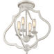 O'Keefe 4 Light 15 inch Antique White Semi-Flush Mount Ceiling Light