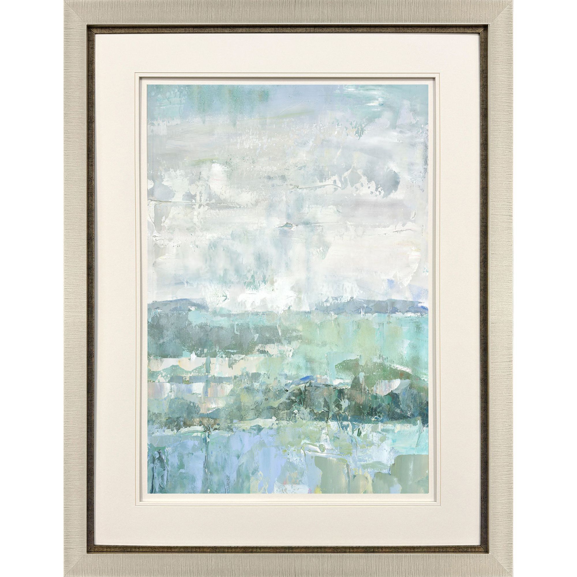 Serene Blue and Green and White Framed Art