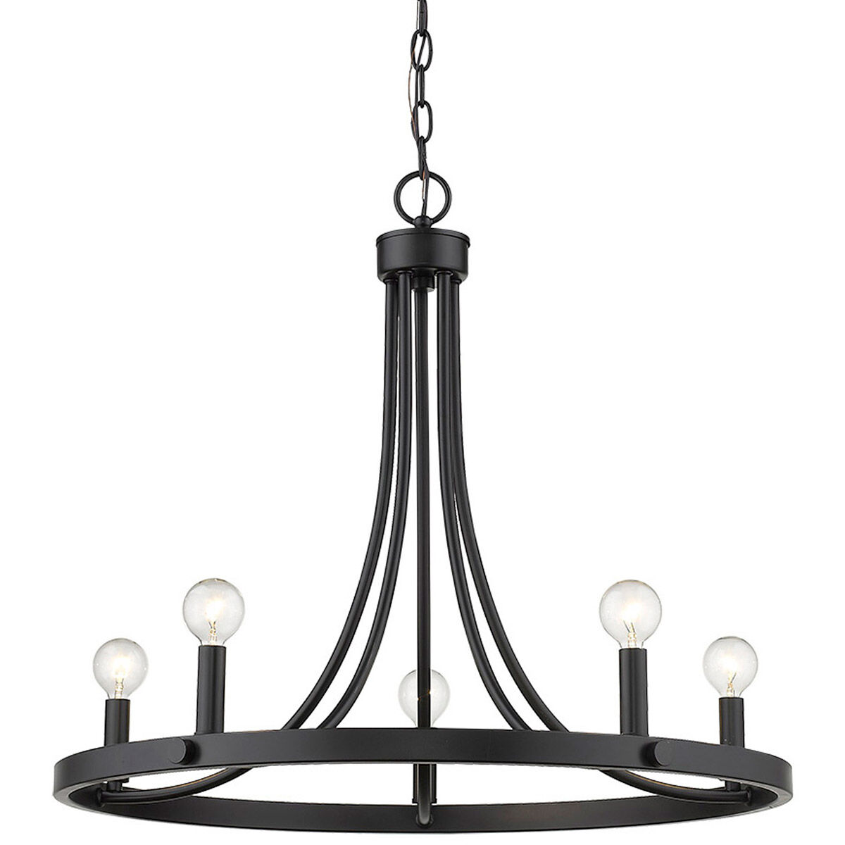 Sawyer 5 Light 25 inch Matte Black Chandelier Ceiling Light