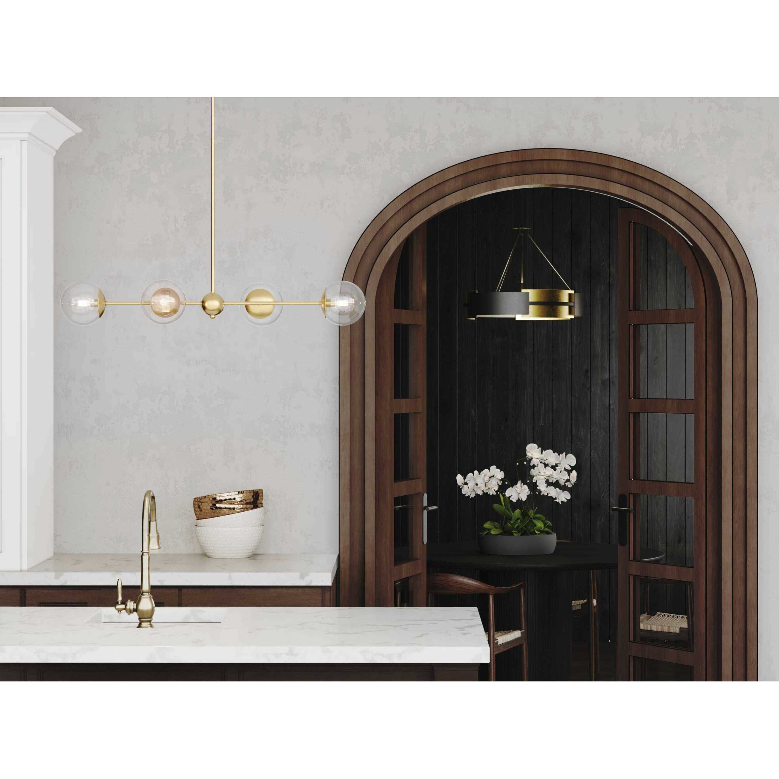 Atwell 4 Light 40 inch Brushed Bronze Linear Chandelier Ceiling Light