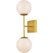 Neri 2 Light 7 inch Brass Bath Sconce Wall Light