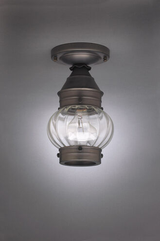 Cageless Onion 1 Light 5.5 inch Dark Antique Brass Flush Mount Ceiling Light in Clear Glass