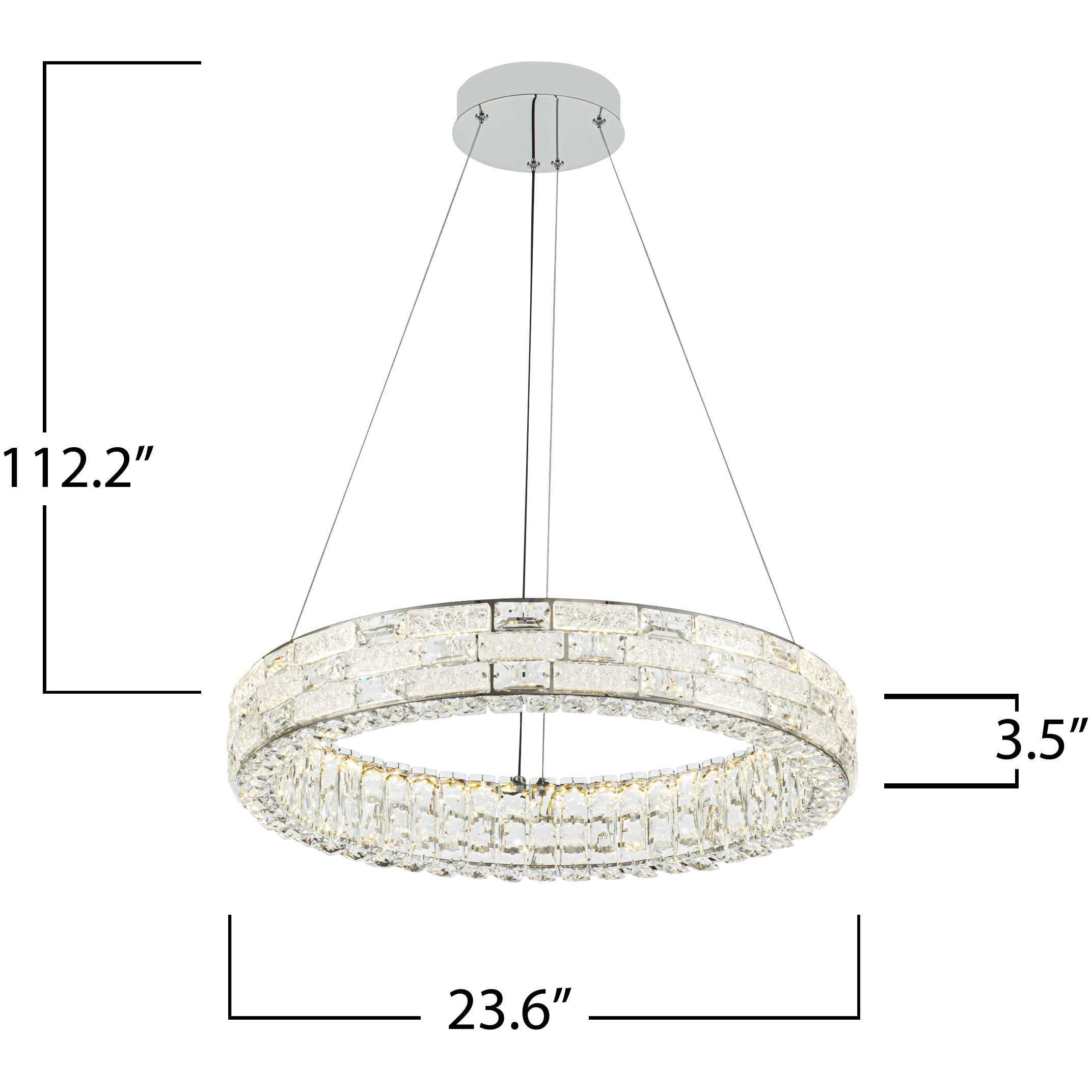 Elegance LED 23.62 inch Polished Nickel Chandelier Ceiling Light
