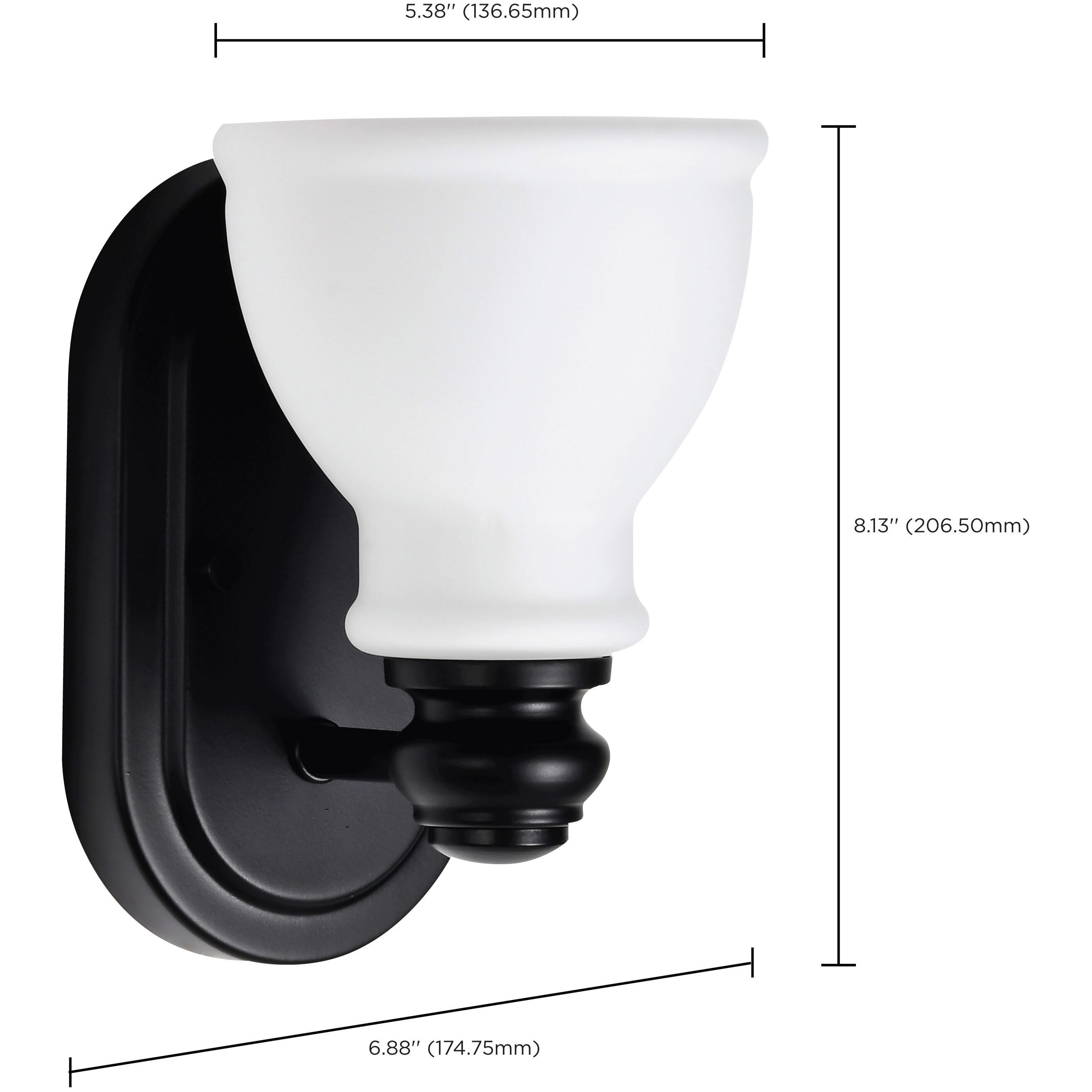 Russel 1 Light 5.38 inch Matte Black Vanity Light Wall Light