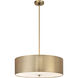 Grid 4 Light 24 inch Soft Rass Pendant Ceiling Light in Soft Brass