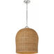 Marie Flanigan Nancy LED 18.75 inch Polished Nickel Woven Hanging Shade Ceiling Light in Natural Wicker