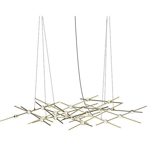 Constellation LED 55 inch Satin Brass Chandelier Ceiling Light in 3000K, Clear, Standard Suspension
