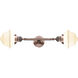 Franklin Restoration Small Oxford LED 8 inch Antique Copper Bath Vanity Light Wall Light in Matte White Glass, Franklin Restoration