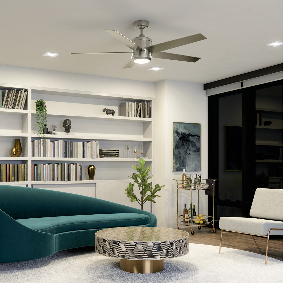 Brahm 56 inch Brushed Stainless Steel with Silver Blades Ceiling Fan