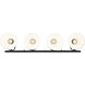 Hines 4 Light 34.5 inch Matte Black Bath Vanity Light Wall Light in Opal Glass