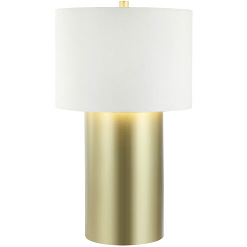 Secret Agent 28 inch 100 watt Painted Gold and White Leather Table Lamp Portable Light