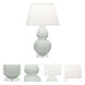 Double Gourd 30 inch 150 watt Matte Celadon Glazed Ceramic with Lucite Base Table Lamp Portable Light in Pearl Dupioni