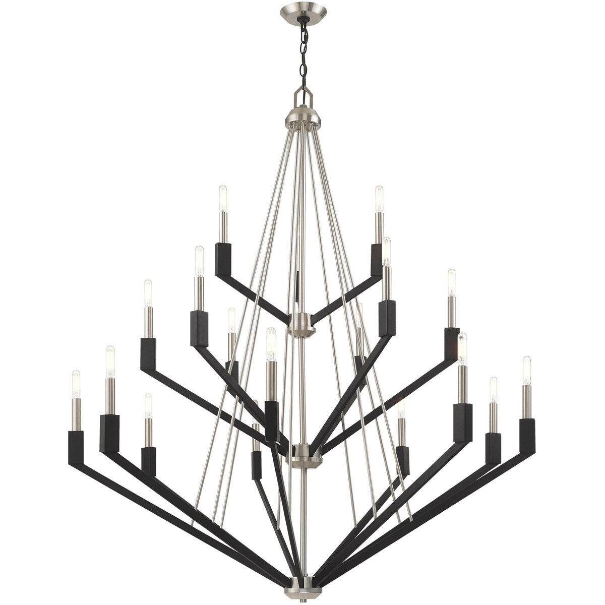 Beckett 18 Light 44 inch Brushed Nickel & Black Foyer Chandelier Ceiling Light
