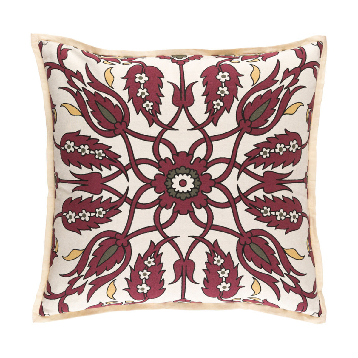 Vincent 20 X 20 inch Burgundy and Dark Brown Throw Pillow