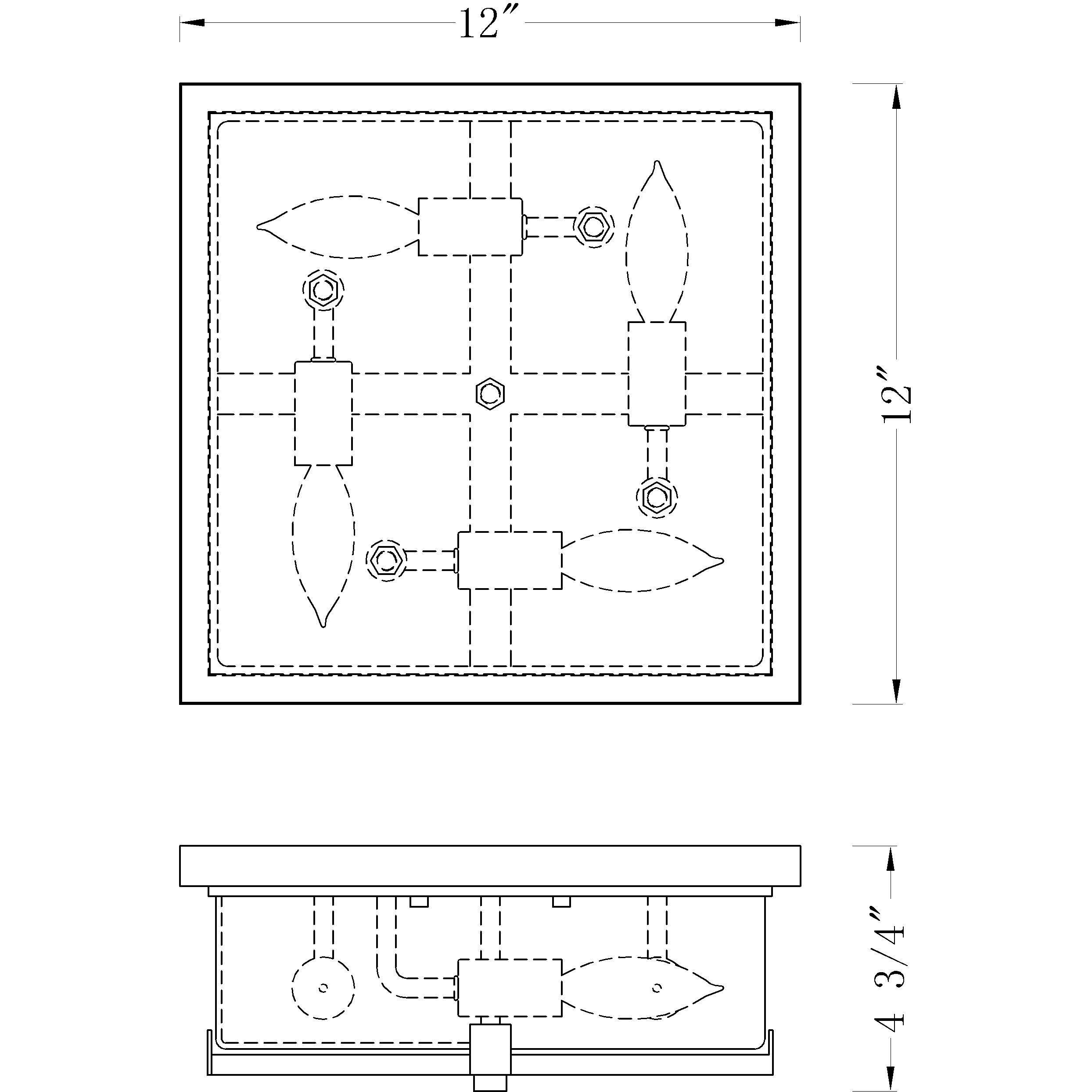 Sana 4 Light 12 inch Black Outdoor Flush Mount