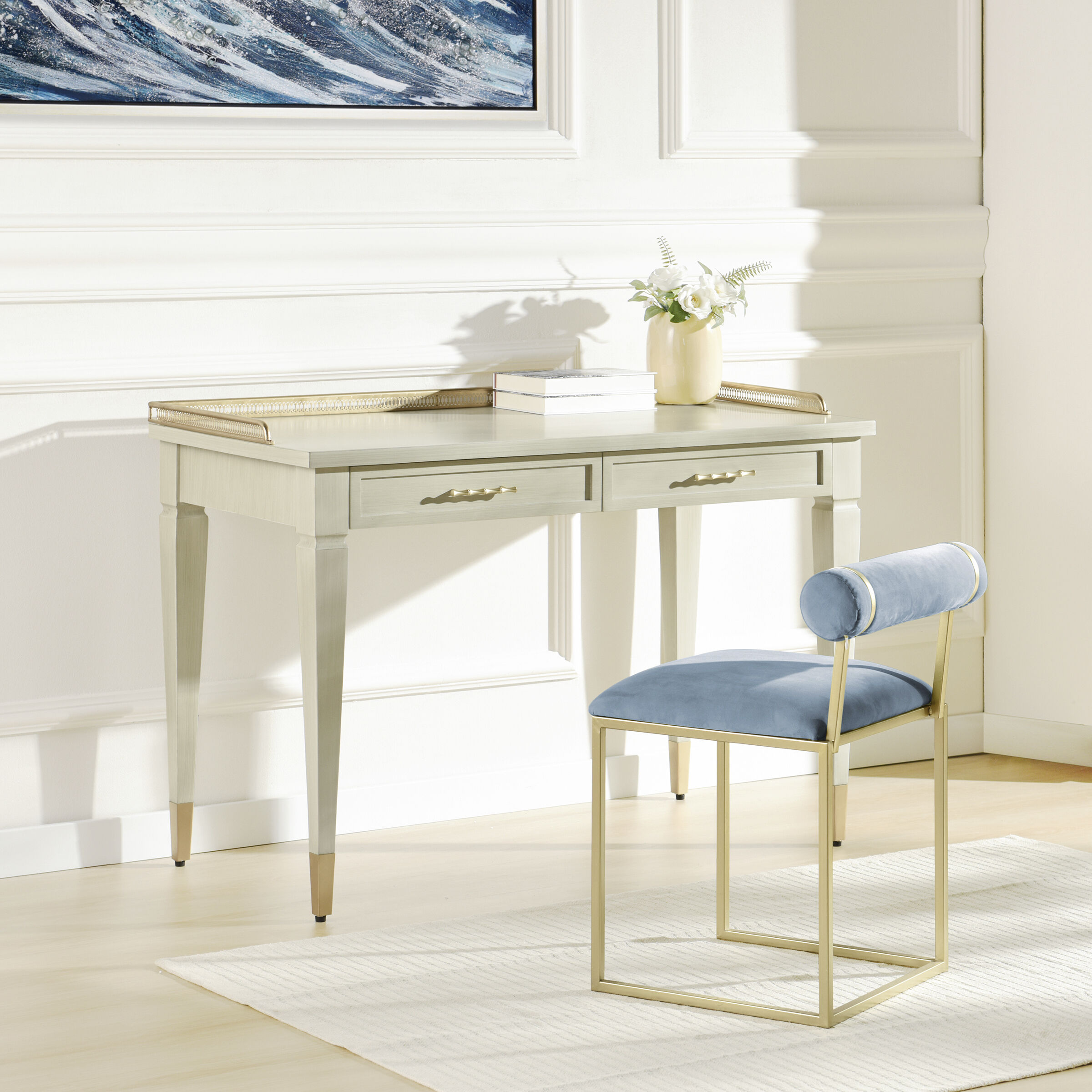 Delacourt 46.06 X 22.44 inch Gloss Linen Desk