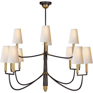 Visual Comfort Thomas O'Brien Farlane 12 Light 48 inch Bronze with Antique Brass Accents Chandelier Ceiling Light in Natural Paper, Bronze and Hand-Rubbed Antique Brass TOB5017BZ/HAB-NP - Open Box