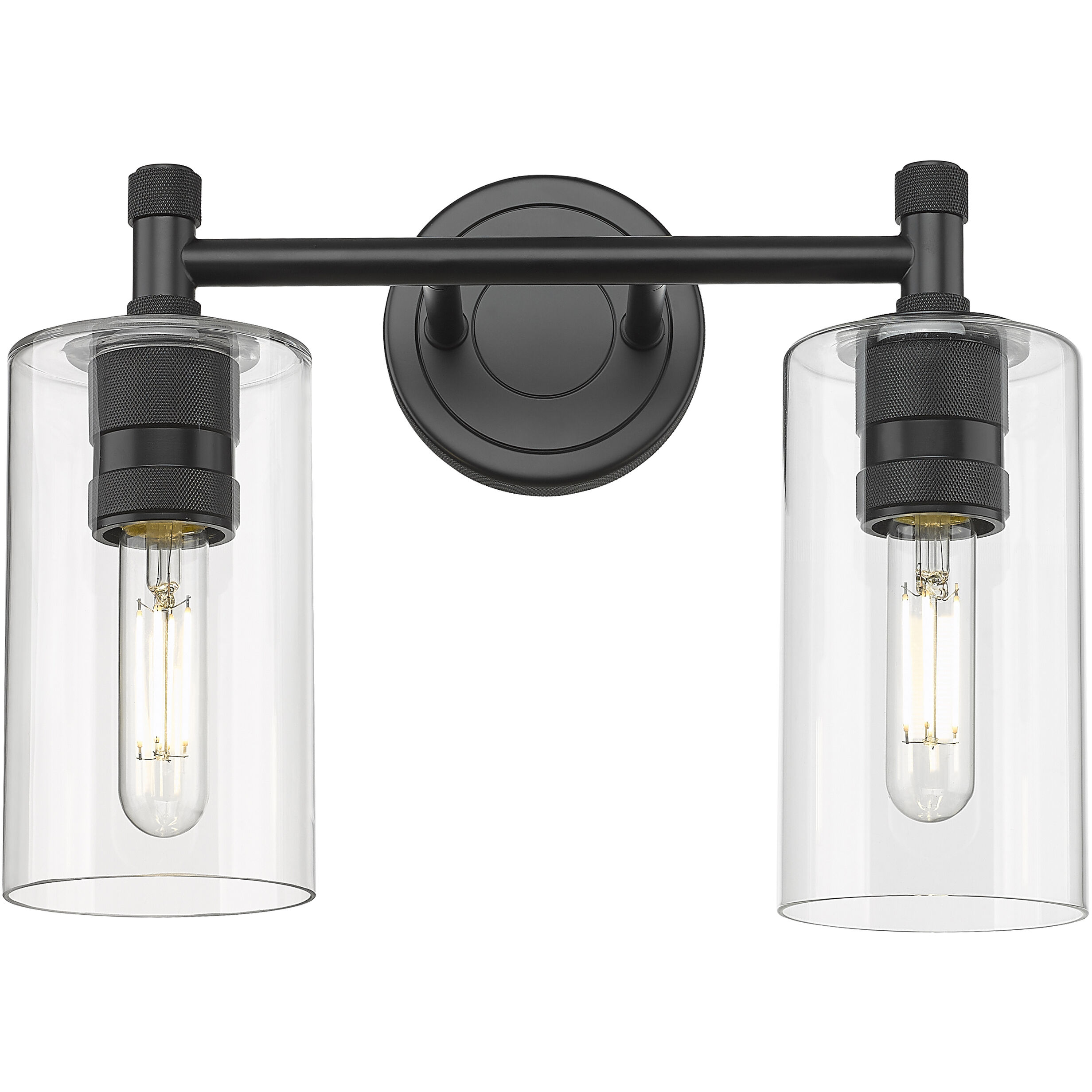 Downtown Urban Crown Point 2 Light 13.88 inch Matte Black Bath Vanity Light Wall Light in Clear