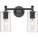 Downtown Urban Crown Point 2 Light 13.88 inch Matte Black Bath Vanity Light Wall Light in Clear