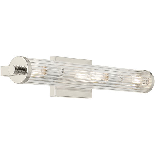 Azores 4 Light 25 inch Polished Nickel Linear Bath Wall Light, Medium