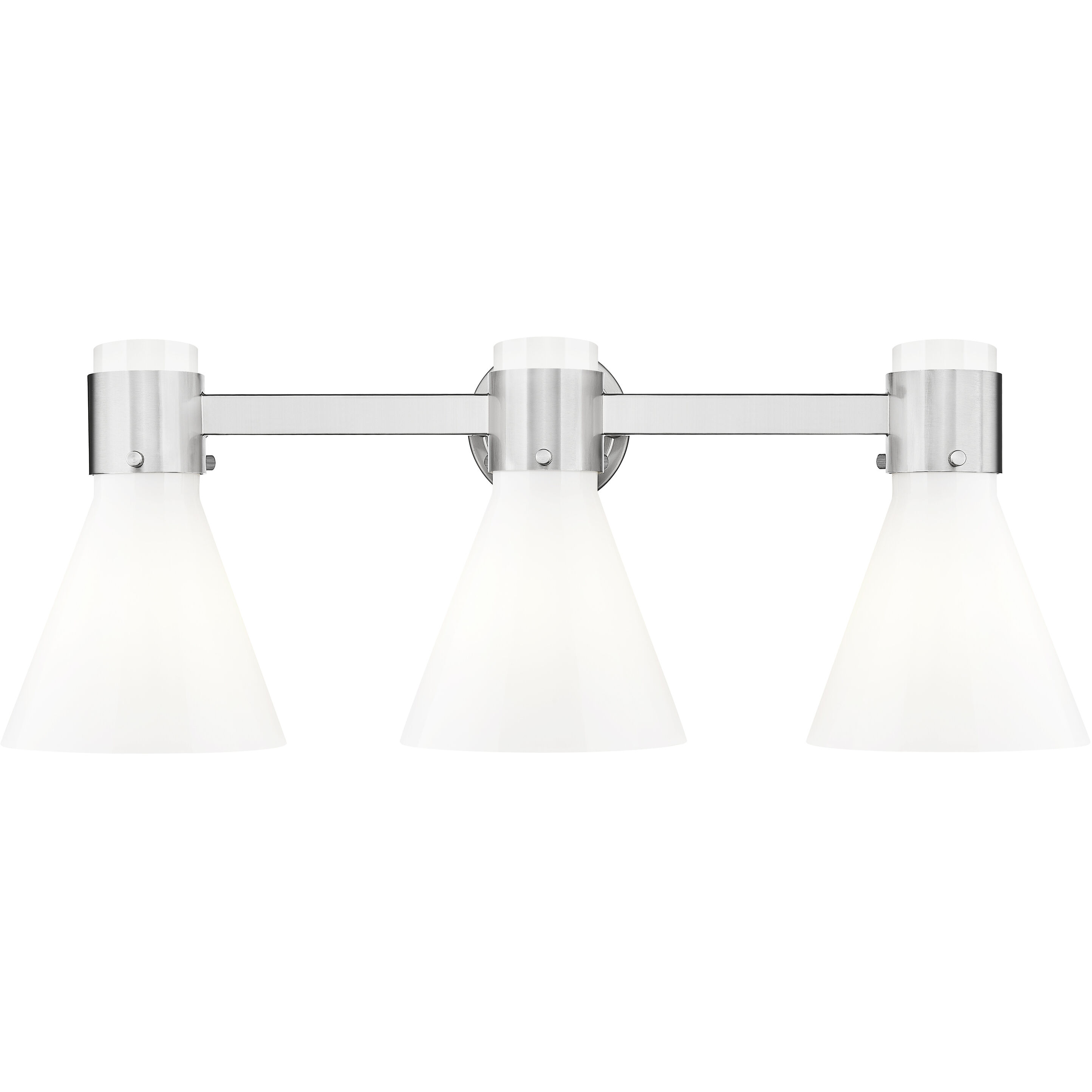 Lawton Cone 3 Light 24 inch Satin Nickel Bath Vanity Light Wall Light in Gloss White Glass