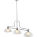 Melange 3 Light 52 inch Brushed Nickel Billiard Ceiling Light in White Linen Glass