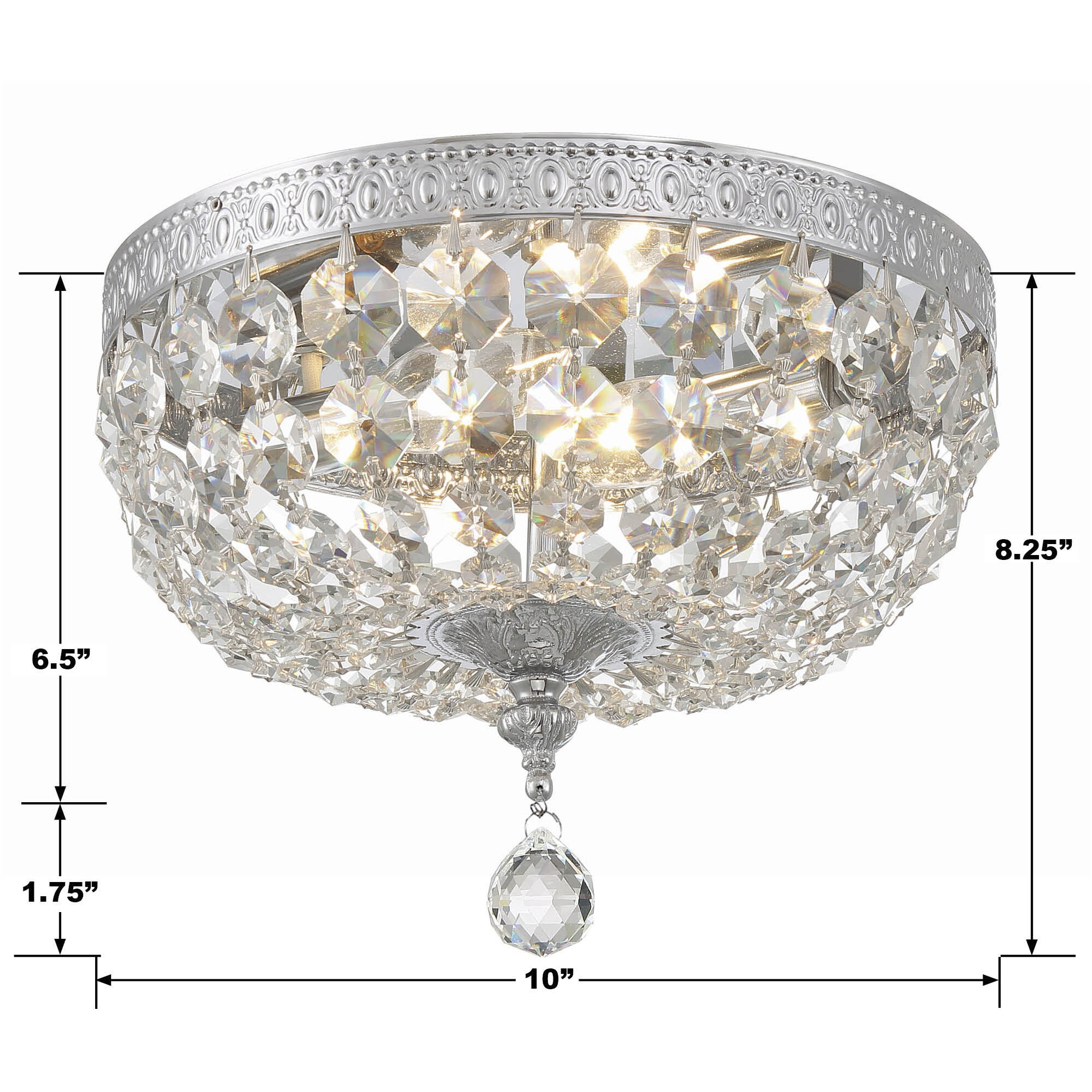 Everett 2 Light 10 inch Chrome Flush Ceiling Light