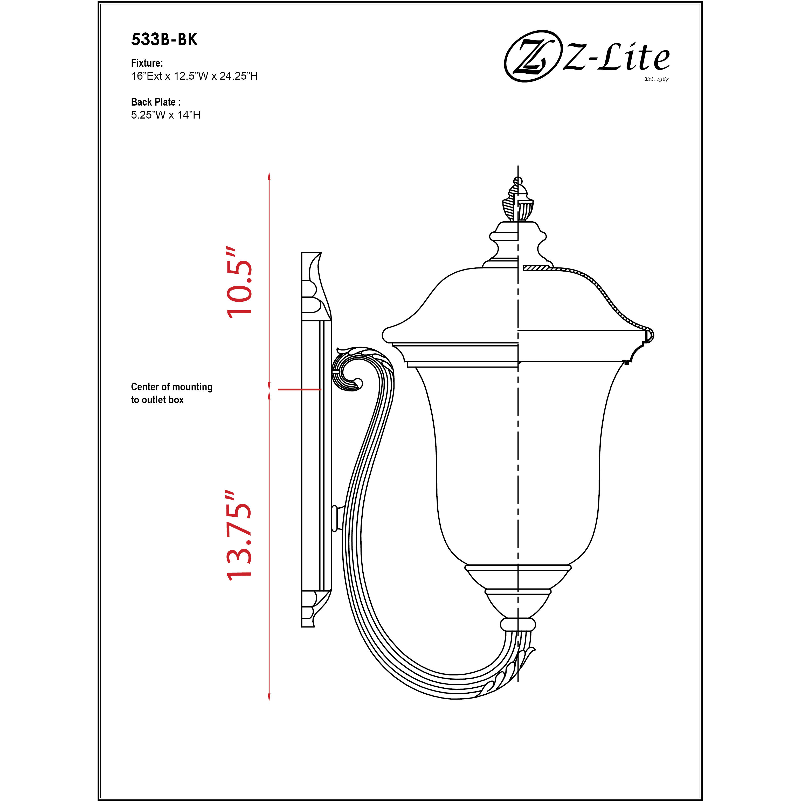 Armstrong 3 Light 24.25 inch Black Outdoor Wall Light