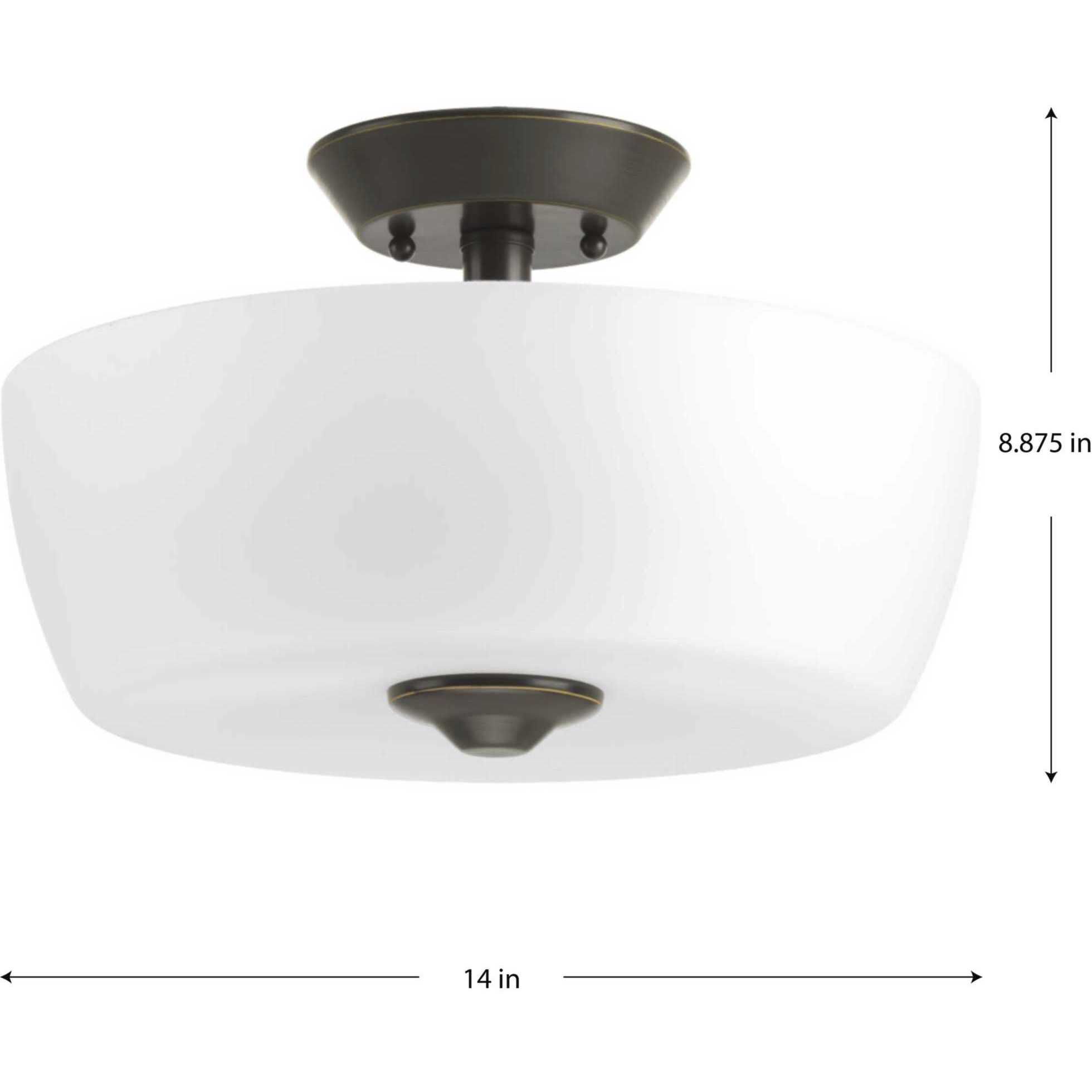 Leap 2 Light 14 inch Antique Bronze Semi-Flush Mount Ceiling Light