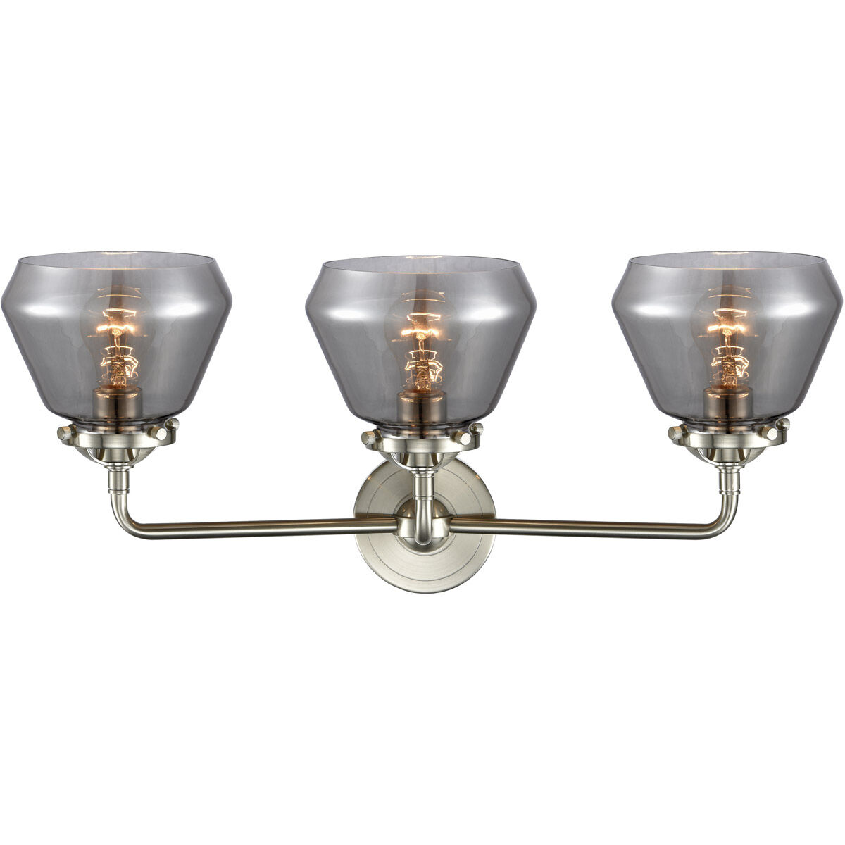 Nouveau Fulton LED 25 inch Brushed Satin Nickel Bath Vanity Light Wall Light in Plated Smoke Glass, Nouveau