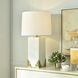 Caspian 30 inch 150 watt Polished Brass and White Table Lamp Portable Light