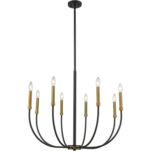 Haylie 8 Light 32.5 inch Matte Black and Olde Brass Chandelier Ceiling Light