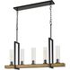 Vienna 5 Light 40 inch Iron and Light Oak Island Chandelier Ceiling Light, Test Tube